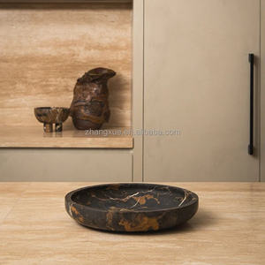 Bandeja de decoración del hogar con patrón exquisito multifunción, bandeja redonda de mármol Natural para colocación de alimentos - Product Image 2