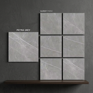กระเบื้องปูพื้นพอร์ซเลนเคลือบเงา Pietra Gray Stone Look ผิวมันเงาพรีเมียม ขนาด 32x32 นิ้ว ดีไซน์ร่วมสมัย - Product Image 1