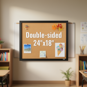 DB Wholesale Double-Sided Cork <b>Board</b> 24 X 18 Inches Message <b>Board</b> With Frame And Pushpins - Product Image 2