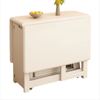 Ensemble de table à manger blanche moderne, console multifonctionnelle et îlot de cuisine pliable pour salon et jardin
