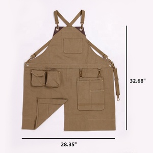 CHANGRONG Tùy Chỉnh Kaki Nâu Vải Chia Chân Barista Họa Sĩ Làm Việc Tạp Dề Với Khăn Vòng Lặp - Product Image 4