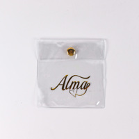 Pochette en plastique transparente avec logo personnalisé en feuille d'or, fermeture à bouton-pression, pour bijoux (boucles d'oreilles, bagues) – Emballage personnalisé