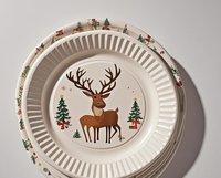Assiette jetable de vacances Vaisselle en papier coloré pour fête et dîner