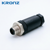 Connecteur M12 câblable sur site KRONZ, 4 broches mâle, borne à vis, droit ou coudé, prise plastique pour capteur/actionneur IP67