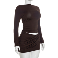Robe de soirée moulante plissée à manches longues et broderies croisées Viviblook C26DS304 pour femme – Nouvelle collection automne