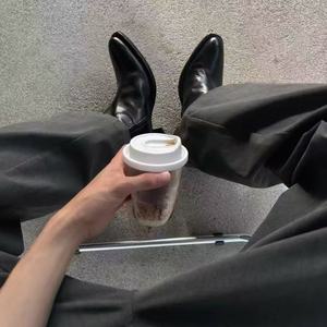 Botas de Tobillo con Cremallera de Cuero Genuino Negro, Punta Puntiaguda, Zapatos de Otoño para Hombre a la Moda, Suela de Goma, Entresuela de PU - Product Image 5