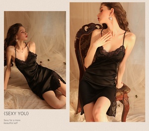 Vente en gros Peignoir confortable Sexy pour femmes Peignoir doux pour la peau Polyester Spandex Femme Robe pour femmes Vêtements de nuit à lacets Peignoirs de bain - Product Image 3