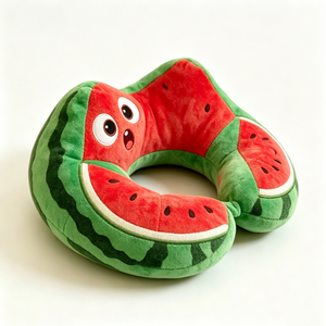 Customized Watermelon Plush Pillow <b>Neck</b> Pillow Summer Fruit Travel Pillow Cute Watermelon U <b>Cushion</b> Fruit Plush Travel Essential - Product Image 2
