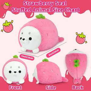 Jouet en peluche personnalisé de sceau de <span class=keywords><strong>fraise</strong></span> rose mignon étreignant l'animal couché poupées d'anniversaire en peluche pour garçons filles jouet en peluche de phoque de 8 pouces - Product Image 2