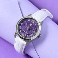 Montre personnalisée en cristal de dragon violet naturel, mouvement mécanique japonais 8215, résistante à l'eau 50m, boîtier en acier inoxydable, aiguilles authentiques