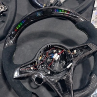 Volant personnalisé en fibre de carbone avec LED pour Alfa Romeo Giulia Stelvio 2017-2019, modification de l'intérieur de la voiture