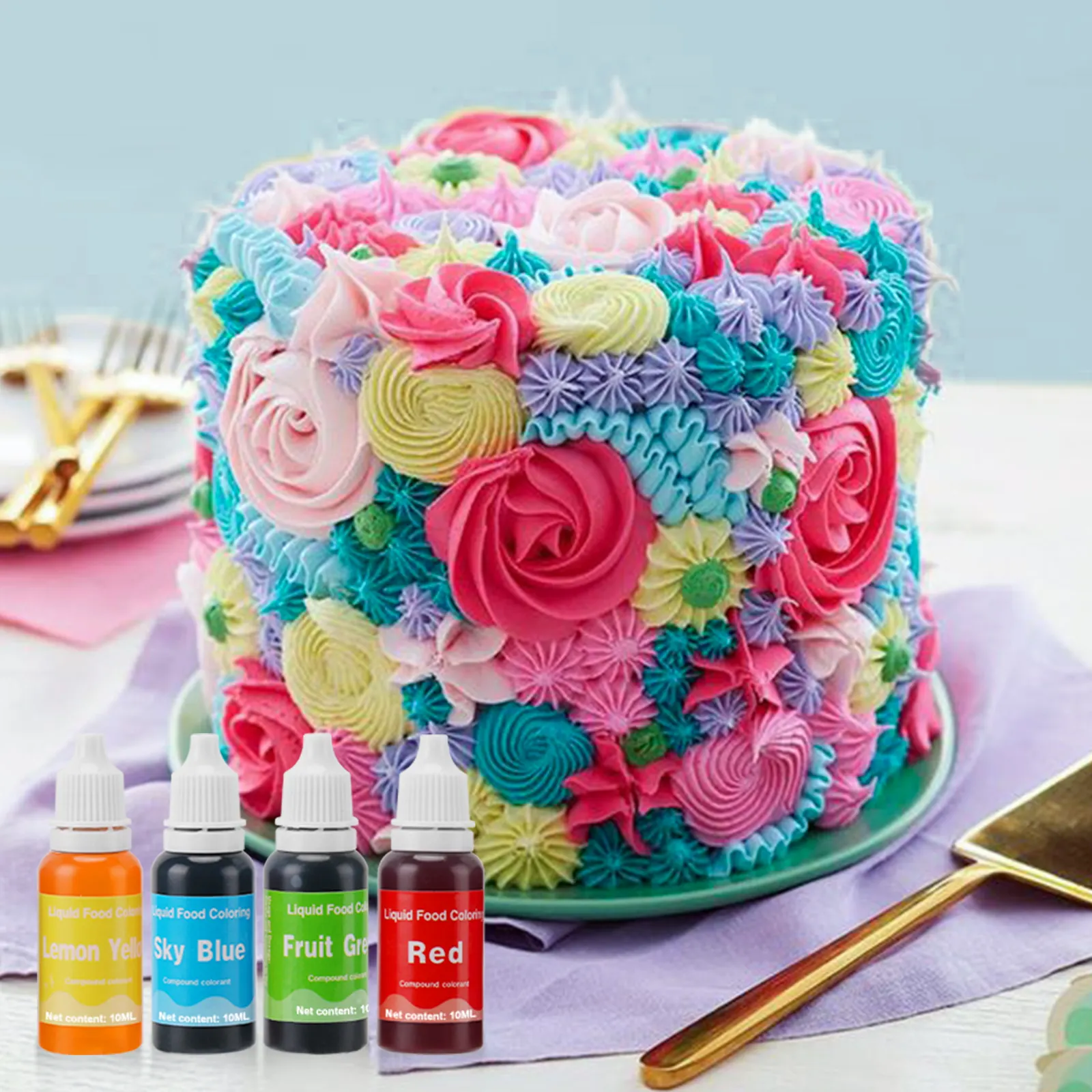 Fabrika satış gıda boyama 10ml kek pasta kurabiye DIY zanaat kek dekorasyon yenilebilir renk pigmenti krem tonlama sıvı damlacık