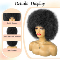 Perruque Explosion Head Full Lace marron moyen avec bandeau, en fibre haute température, petites boucles africaines, cheveux courts bouclés et volumineux