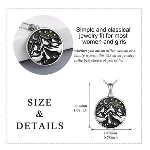 Gioielli alla moda 925 in argento Sterling Design <span class=keywords><strong>Wolf</strong></span> & Mountain ciondolo collana per uomo - Product Image 2