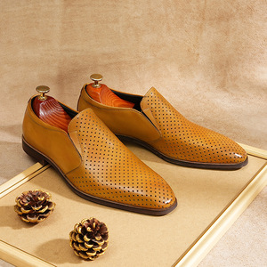 Sandales décontractées pour hommes JiuZhou C1-14-18, élégantes et respirantes, en cuir véritable, antidérapantes, style Oxford - Product Image 1