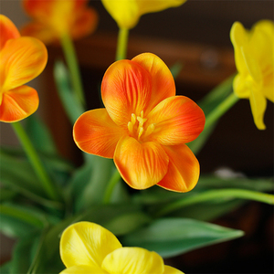All'ingrosso fiore artificiale tulipano testa aperta tulipano fiore vero tocco rosa arancio per la composizione floreale centrotavola di nozze decorazione - Product Image 4