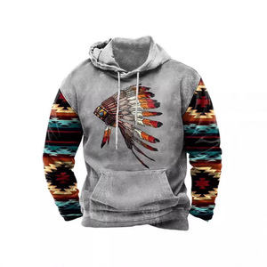 Xmas Men's Hooded Fleece Winter Street Trend <strong>Viking</strong> Mythology Digital Deer Print Loose Fit 240g Anti-shrink <strong>Hoodie</strong> - Product Image 3