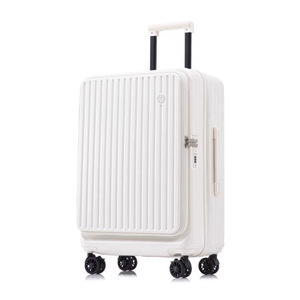 20-Inch Carry-On <b>Suitcase</b> Front Open Spinner Wheel Solid Color Unisex Travel Luggage With <b>Lock</b> Leisure Use - Product Image 5