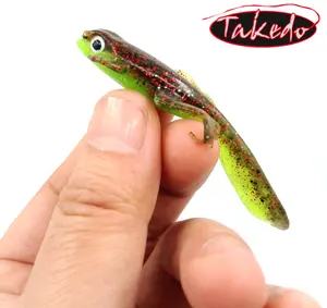 Мягкая приманка TAKEDO SP06 в виде лягушки, головастика, 8 см, 3,8 г, приманка в виде Саламандра с трехмерными глазами, двухцветная имитационная пластиковая приманка