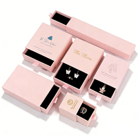 Boîte à bijoux en carton rose avec tiroir coulissant pour boucles d'oreilles, colliers et bracelets, avec languette – Offre spéciale