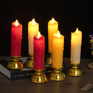 Bougies Pilier <span class=keywords><strong>LED</strong></span> Réalistes Effet Flamme Tombante Multicolores Scintillantes Écologiques à Piles Dorées pour Mariages et Diwali - Product Image 1
