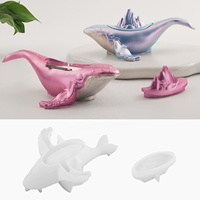 Moule en silicone CARATTE en forme de baleine 3D avec couvercle pour pot à bougie, support de bougie en plâtre ou béton, ou pot de fleurs