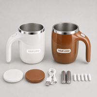 Mug à café à agitation magnétique automatique 380 ml en acier inoxydable 304, tasse mélangeuse à une touche, large ouverture, facile à nettoyer, logo personnalisé