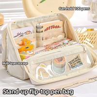 Trousse à crayons transparente double face grande capacité avec fermeture éclair japonaise en PVC à neuf couches, ensemble de papeterie