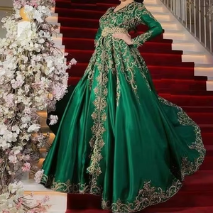 Robe caftan de mariée marocaine-2019 Style élégant au sol avec broderie lourde - Product Image 4