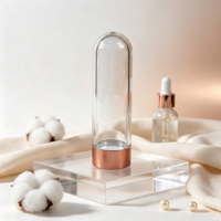 Flacon d'huile essentielle en PET de 50 ml, capsule, résistant aux rayures, base argentée or rose, flacon cosmétique
