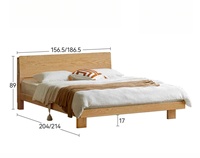 Lit Queen en bois massif simple et moderne en chêne nordique Tables de chevet élégantes pour la chambre principale