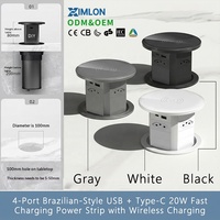 Prise de charge sans fil escamotable de table standard brésilienne avec amortissement hydraulique, élévation intégrée et prise intelligente relevable pour bureau