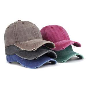 Vente en gros Casquette de baseball personnalisée délavée à 6 panneaux Chapeau de papa en coton rétro vintage à bord cassé Gorras disponible Style sportif - Product Image 5