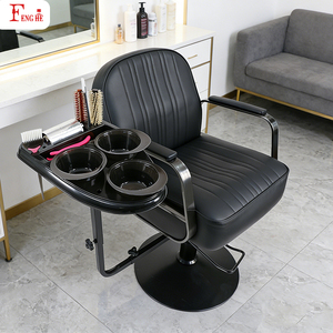 OEM 360 °   Chaise de barbier pivotante avec plateau intégré, plateau à outils en métal pour salon de coiffure, pour la coloration des cheveux - Product Image 1