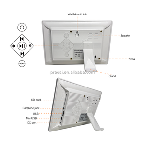 Cadre photo numérique avec <span class=keywords><strong>écran</strong></span> LCD blanc de 7/10 pouces, trou VESA, matériau plastique, affichage sur étagère de centre commercial, lecture vidéo MP4, fonction <span class=keywords><strong>horloge</strong></span> - Product Image 5