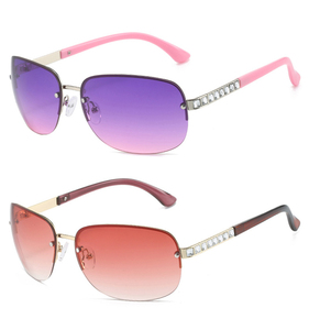 แว่นกันแดดหรูหราปี 2023 แบบไร้กรอบสำหรับผู้หญิง แว่นกันแดดประดับเพชรทันสมัย - Product Image 6