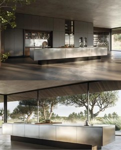 Meubles de cuisine modulaires de luxe italiens au design moderne pour hôtels commerciaux, ensemble d'îlots de rangement muraux pour salon - Product Image 2
