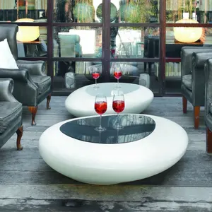 Creative Coffee Tables For Living Room Fiber Glass With Temerpes Glass Top Modern Coffee Table Set