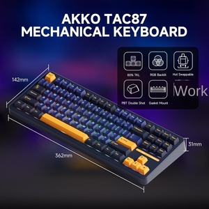 Clavier mécanique filaire Akko TAC87, 88 touches, disposition TKL 80 %, fixation Gasket, USB-<span class=keywords><strong>C</strong></span>, programmable, échangeable à chaud, clavier de jeu Cherry - Product Image 1