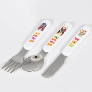 Blanks Set di posate per sublimazione coltello in acciaio inossidabile forchetta cucchiaio per bambini con corpo in plastica