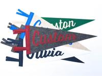 Drapeaux triangulaires suspendus faits à la main en feutre, personnalisables, double face, pour anniversaire de bébé, jardin, camping, en feutre de laine