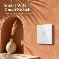 Interrupteur mural tactile intelligent WiFi Bingoelec sans fil neutre, panneau en verre trempé pour maison connectée