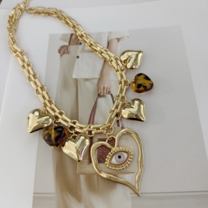 Hip-hop Punk Gold Lepord Heart Charms Pendant Necklace Personality <strong>love</strong> Eye Charm Women Holiday Party Gift Necklace <strong>Jewelry</strong> - Product Image 4