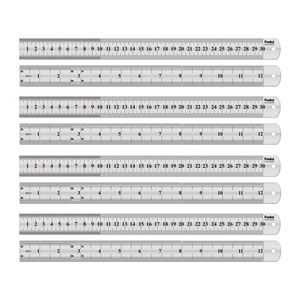 Righello Classico Foska di Alta Qualità, Colore Argento, Bordo Dritto in Metallo, Righello in Acciaio Inossidabile da 8, 12, 20, 24, <span class=keywords><strong>40</strong></span> <span class=keywords><strong>Pollici</strong></span> per Strumenti di Misurazione - Product Image 1