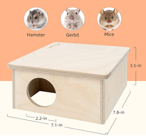 Maison de hamster en bois naturel personnalisé fabriqué à la main pour petits animaux refuge cage à mâcher jouet chinchilla rat souris gerbille - Product Image 5