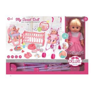 Poupée reborn en silicone pour bébé Samtoy personnalisée 3 en 1, 14 pouces, 12 sons, avec poussette, lit et autres accessoires - Product Image 6