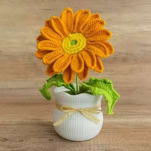 Nuevo Estilo de Ramo de Crisantemos Africanos de Lana Tejida a Crochet, Decoración de Mesa, Ramo de Flores Simuladas Tejidas - Product Image 4