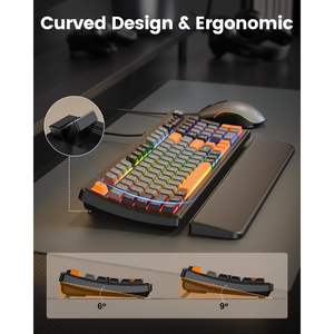 Combo de Teclado y Ratón Ergonómico para Juegos Sablute, 98 Teclas, Retroiluminación RGB, Sensación Mecánica, Teclas Multimedia, para PC, Laptop, PS5 - Product Image 4