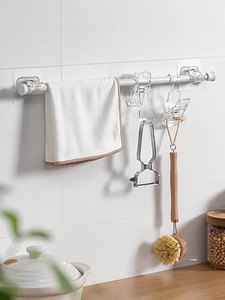 Support de <span class=keywords><strong>tringle</strong></span> à rideau auto-adhésif sans perçage avec crochets pour fixation <span class=keywords><strong>murale</strong></span> pratique - Product Image 3