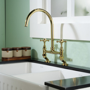 Смеситель кухонный латунный с двойной ручкой - Product Image 6